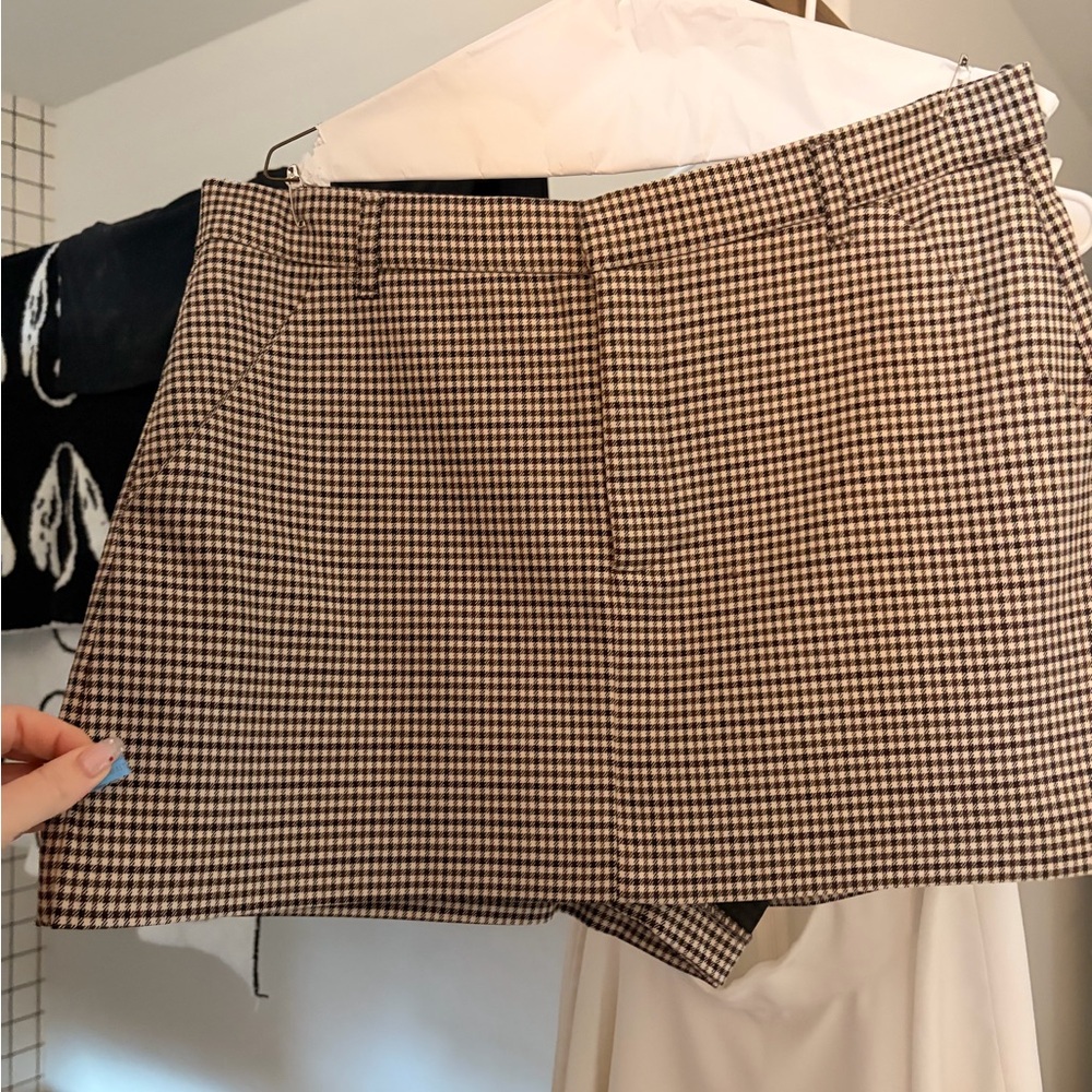 Zara Brown Checkered Women's Skort